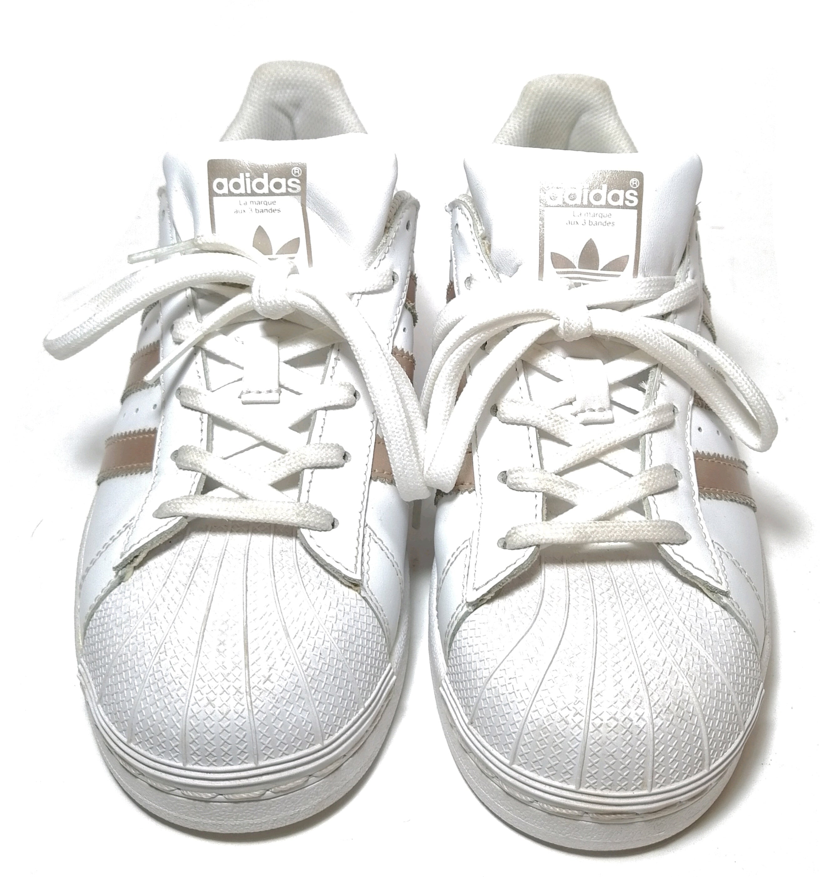 White adidas shoes with rose gold clearance