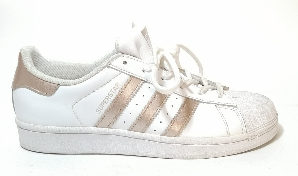 Adidas White & Rose Gold Superstar Shoes | Gently Used |