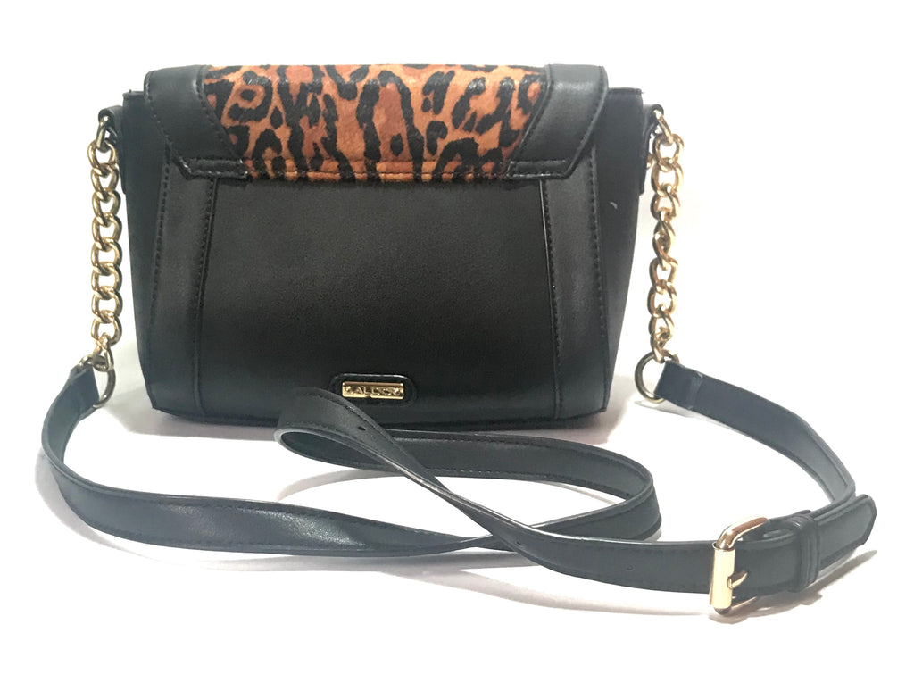 ALDO Black Leopard Print Cross Body Bag | Pre Loved |