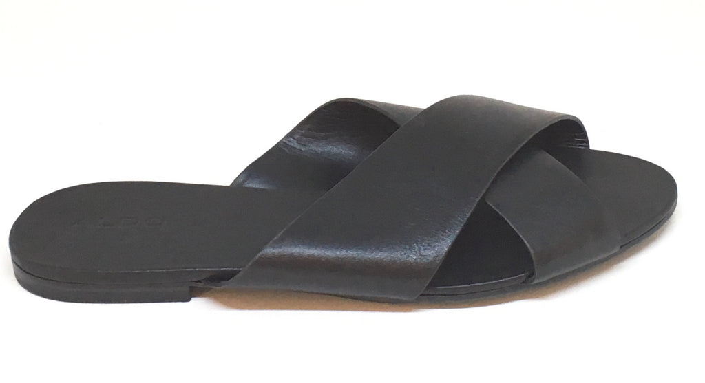 ALDO Black Leather Camilla Criss Cross Sandals | Brand New | - Secret Stash