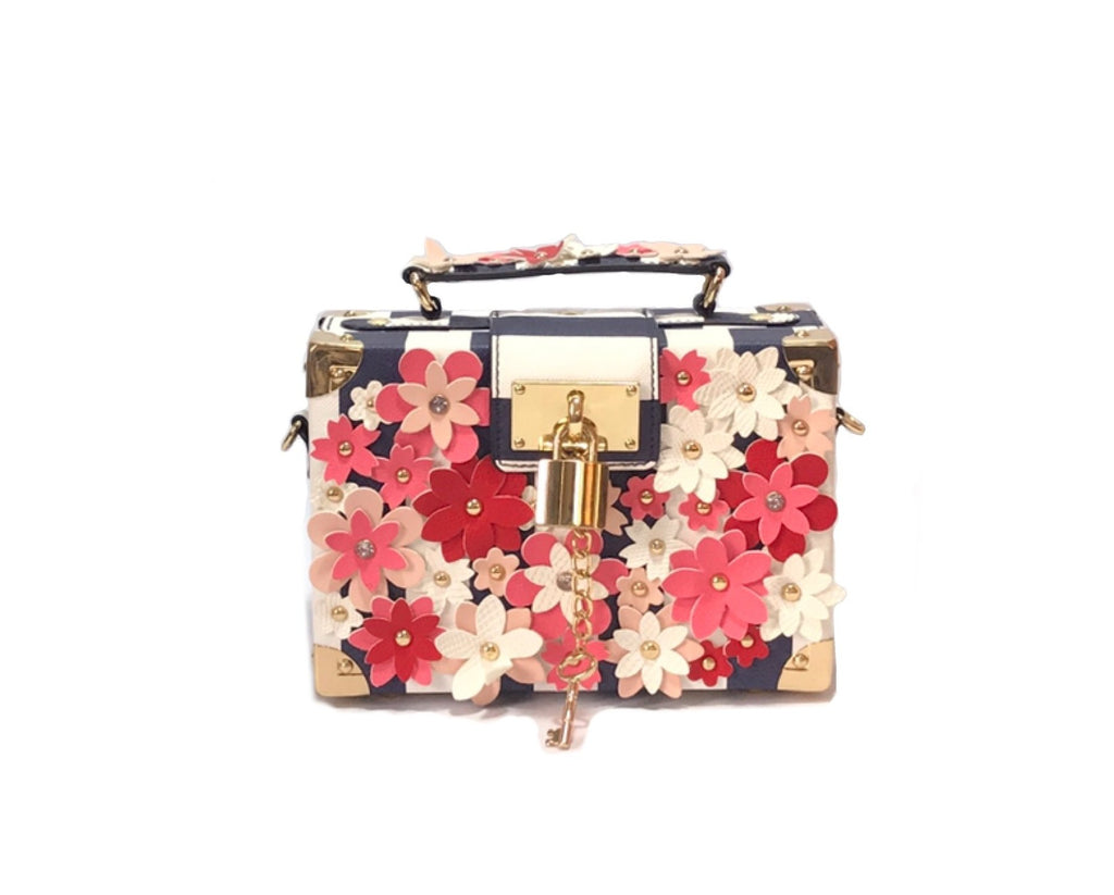 Aldo White & Blue Flower Encrusted Crossbody | Like New | - Secret Stash