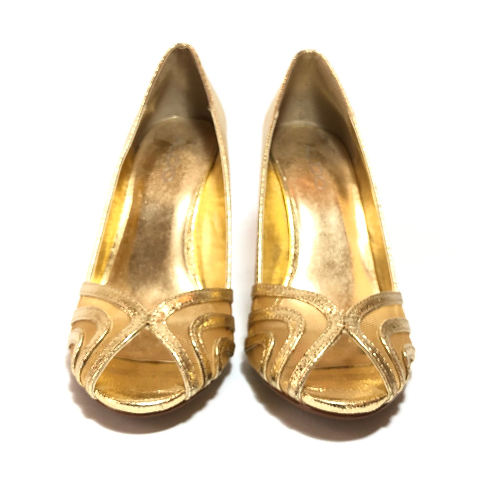 ALDO Foiled Gold Peep-toe Heels | Gently Used | - Secret Stash