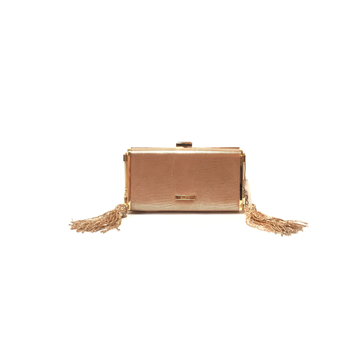 Aldo Rose Gold Tassel Socchieve Clutch Brand New Secret Stash