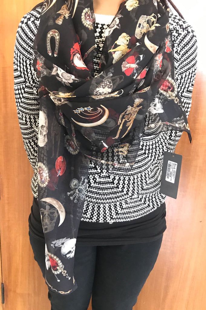 Alexander McQueen Black Silk Jeweled Scarf | Brand New | - Secret Stash