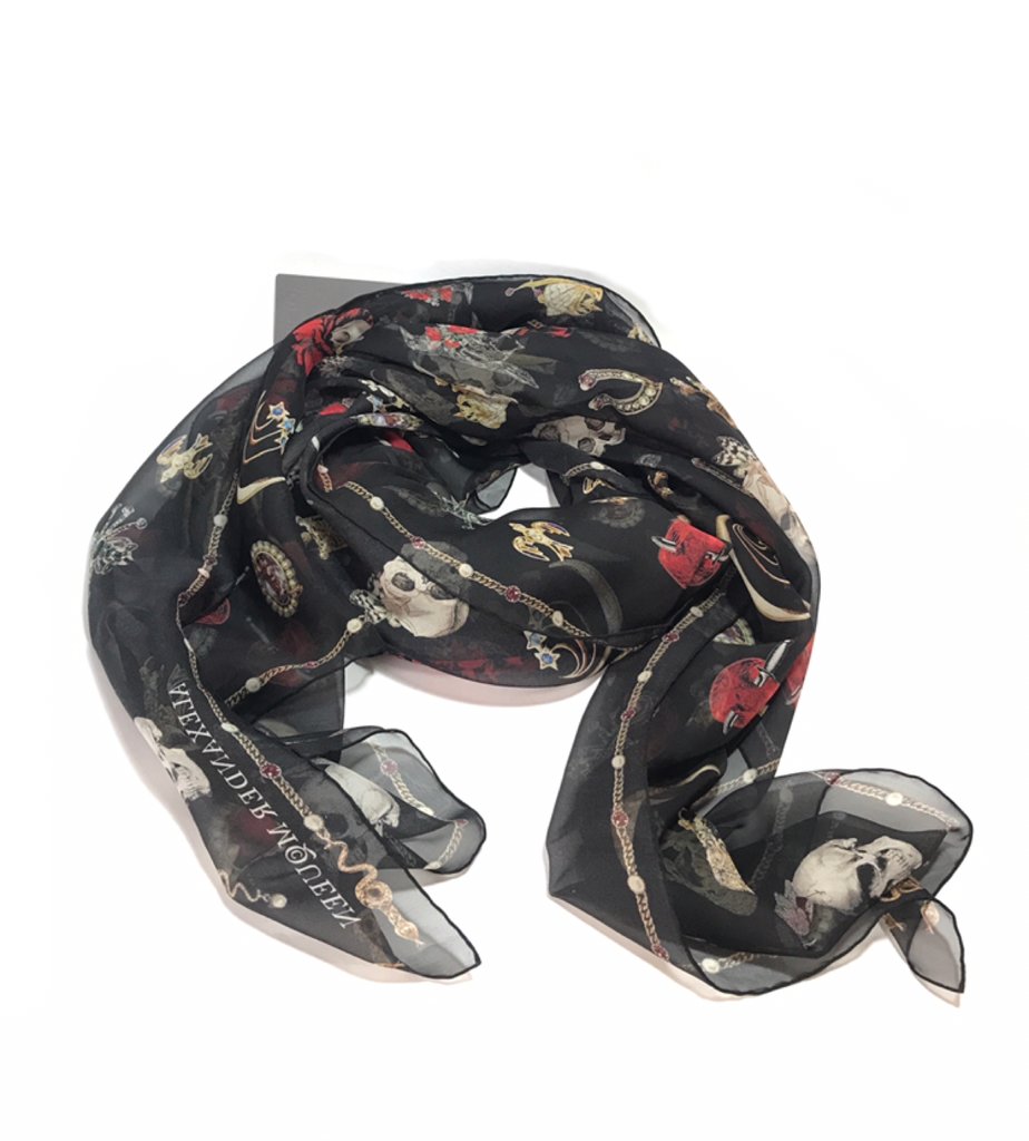 Alexander McQueen Black Silk Jeweled Scarf | Brand New | - Secret Stash