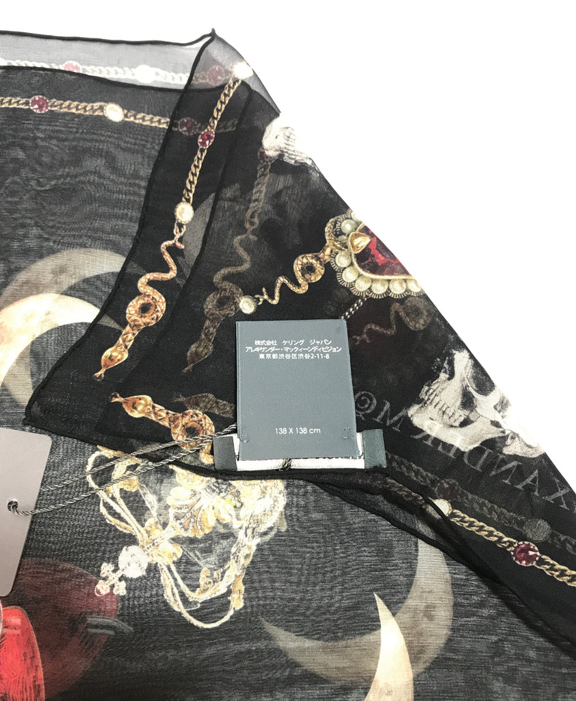Alexander McQueen Black Silk Jeweled Scarf | Brand New | - Secret Stash