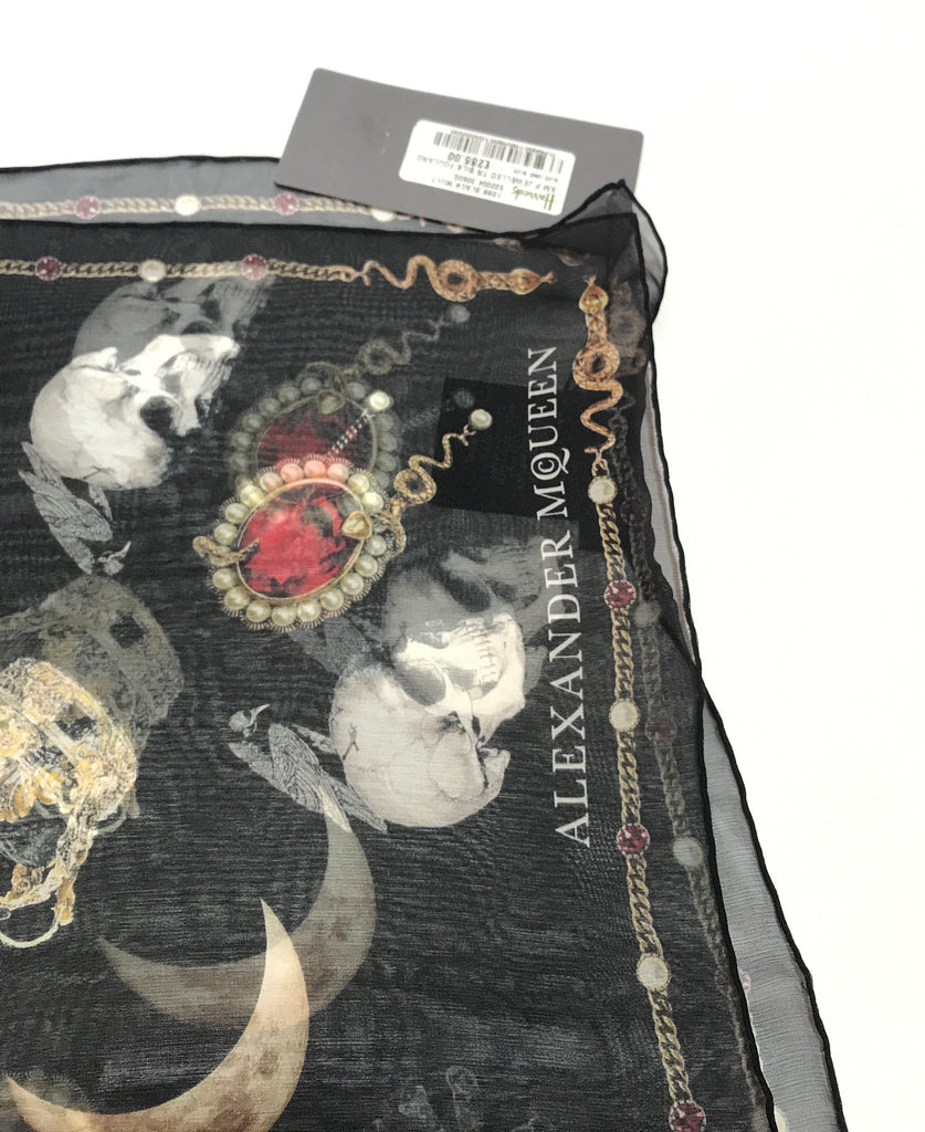 Alexander McQueen Black Silk Jeweled Scarf | Brand New | - Secret Stash
