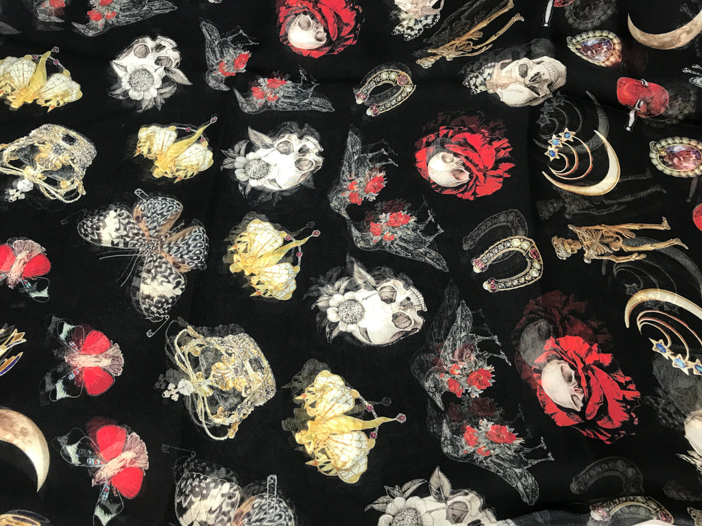 Alexander McQueen Black Silk Jeweled Scarf | Brand New | - Secret Stash