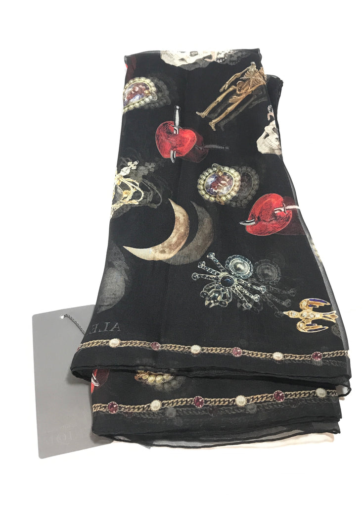 Alexander McQueen Black Silk Jeweled Scarf | Brand New | - Secret Stash