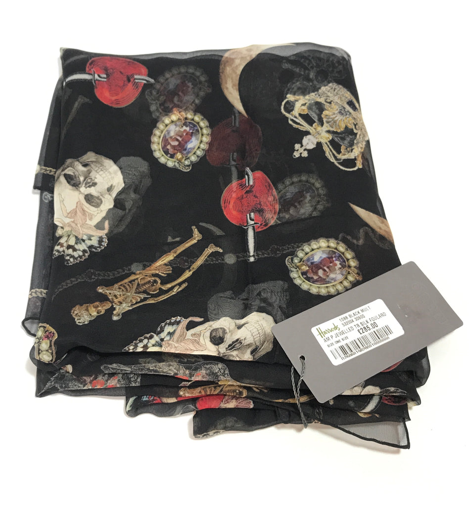 Alexander McQueen Black Silk Jeweled Scarf | Brand New | - Secret Stash