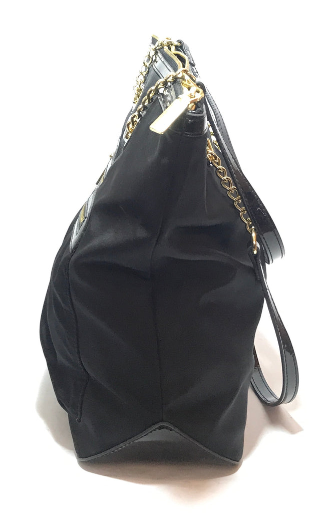 Anne Klein Black & Gold Nylon Shoulder Bag | Like New |