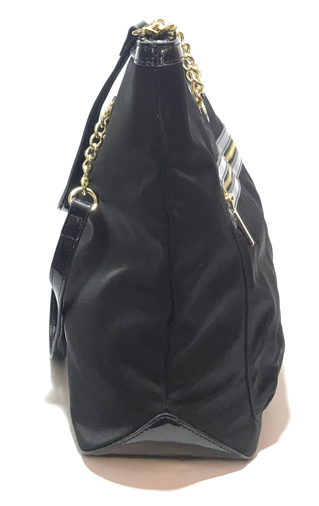 Anne Klein Black & Gold Nylon Shoulder Bag | Like New |