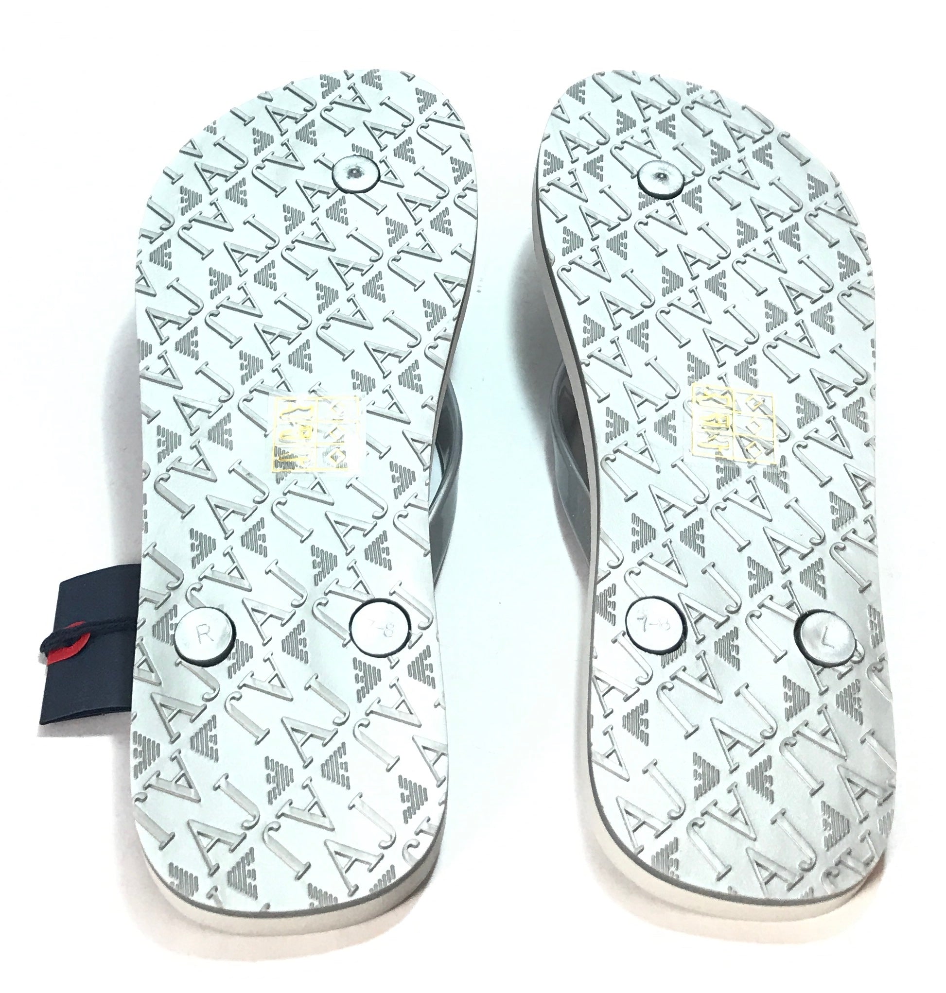 Armani Jeans Silver Rubber Flip Flops Brand New Secret Stash