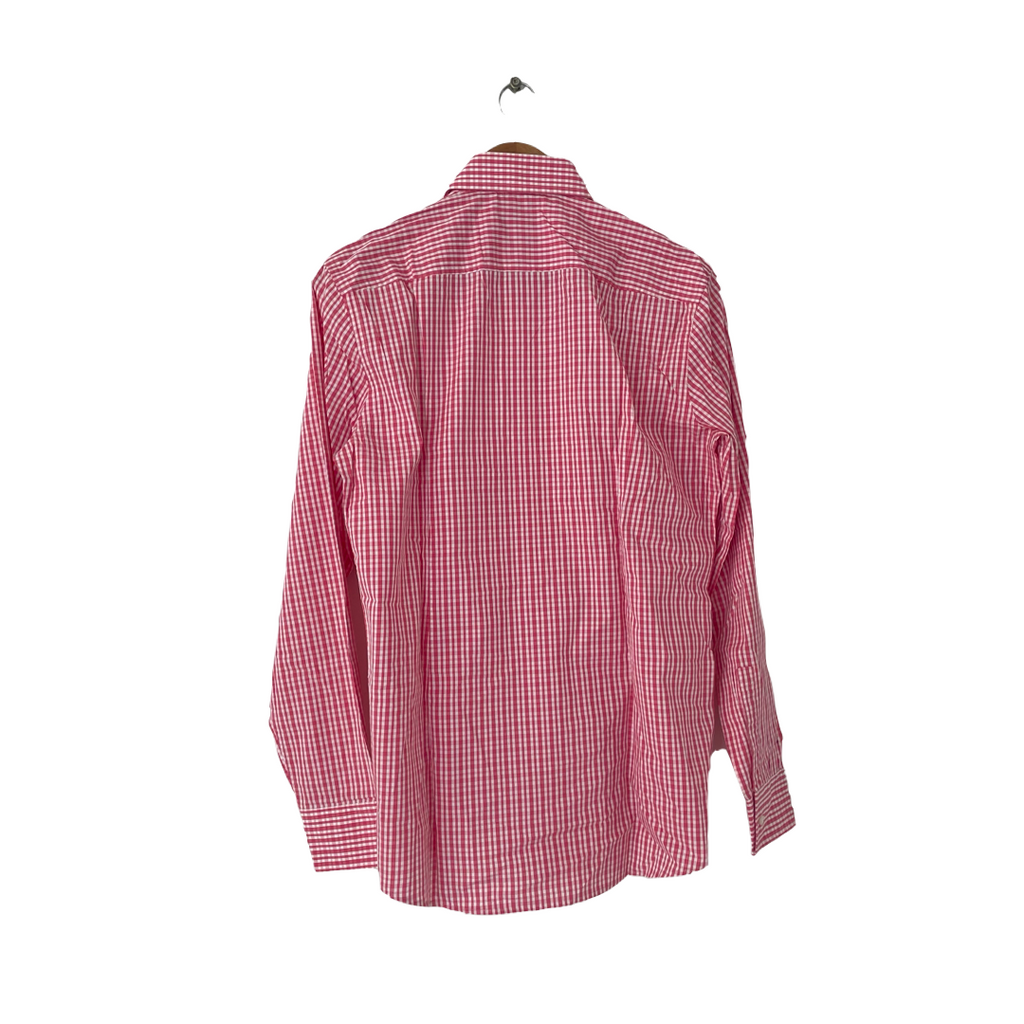 Hugo Boss Men's Pink and White Checked Button Down Shirt | Like New |