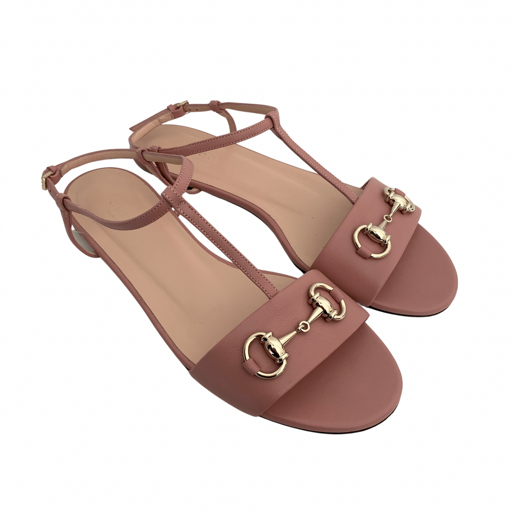 Gucci Pink Leather Horsebit Sandals | Gently Used |
