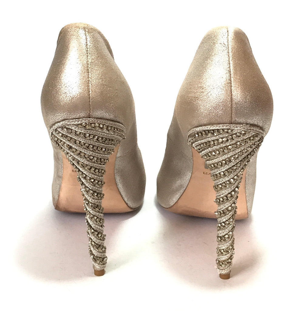 Badgley Mischka 'VIXEN' Metallic Silver Jeweled Heels | Gently Used |
