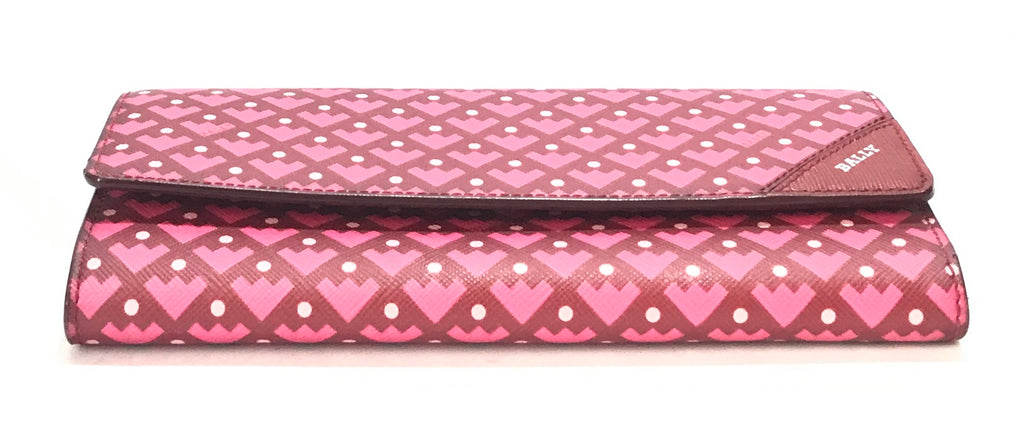 Bally Maroon & Pink Printed Leather Long Wallet | Brand New | - Secret Stash