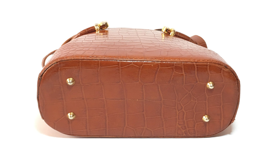 Bally Croc Embossed Vintage Drawstring Leather Satchel | Gently Used | - Secret Stash
