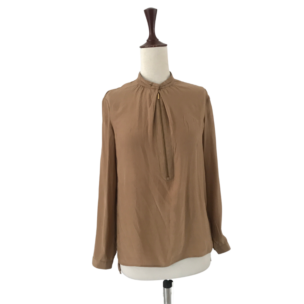 Massimo Dutti Light Brown Satin Blouse | Gently Used |