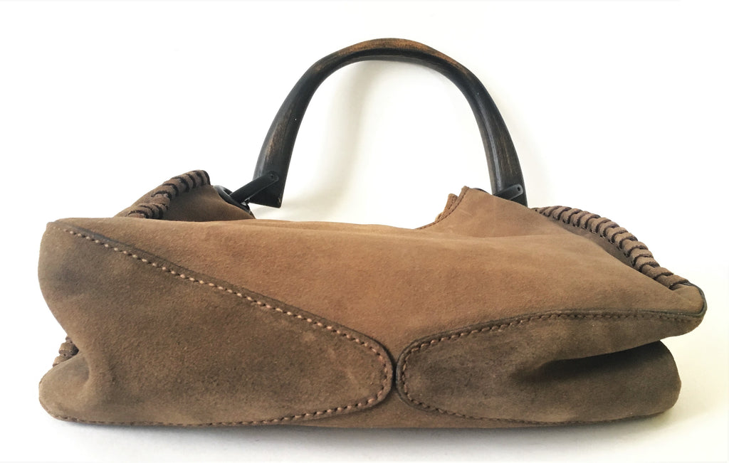 Gucci Vintage Suede Leather Brown Western Shoulder Bag | Pre Loved |