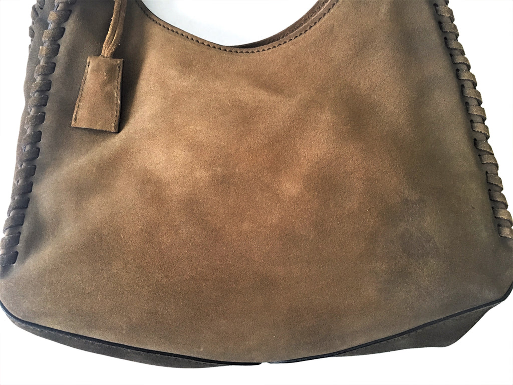 Gucci Vintage Suede Leather Brown Western Shoulder Bag | Pre Loved |