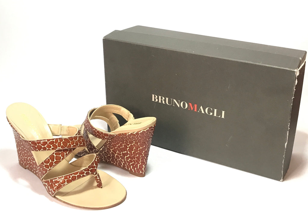 Bruno Magli Printed Leather Wedges | Gently Used |