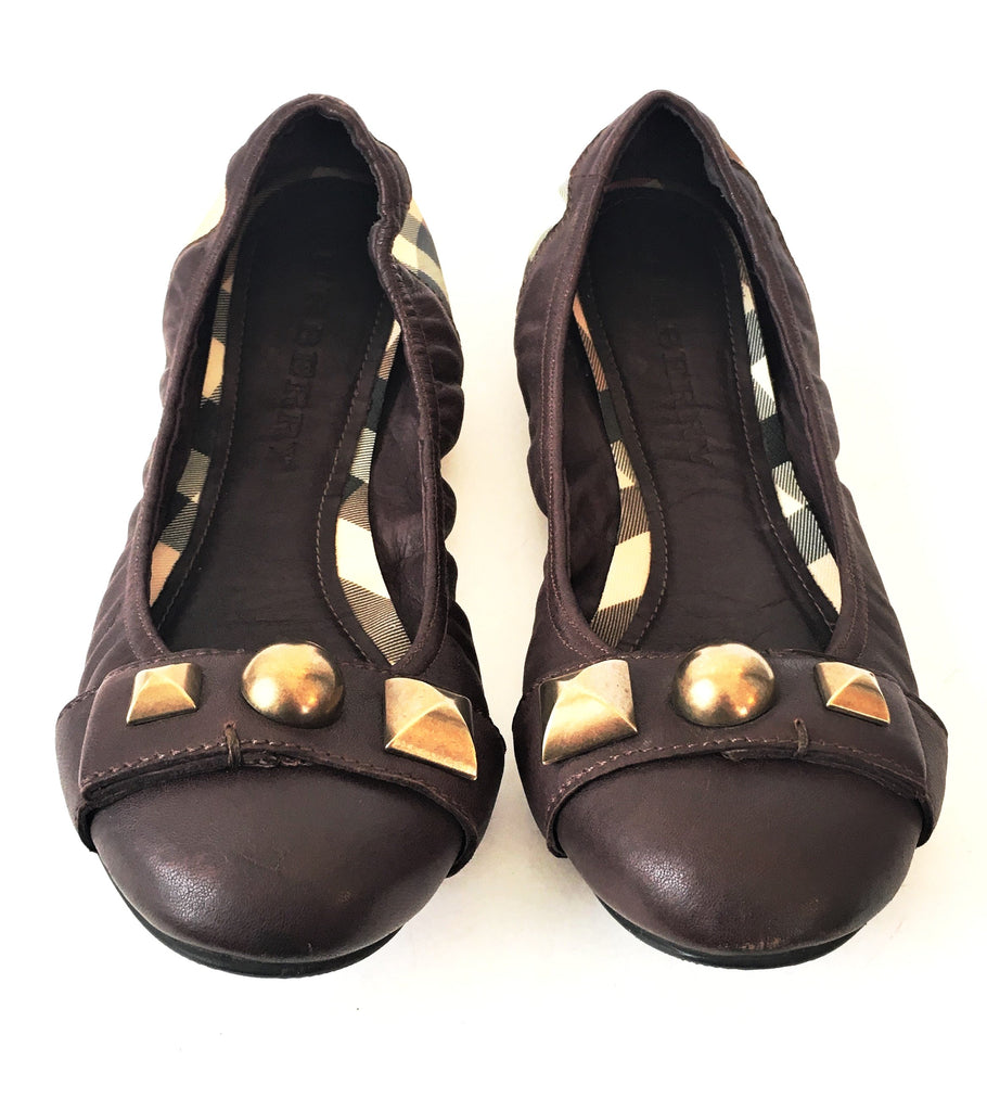 Burberry Leather & Signature Check Print Ballet Flats | Gently Used | - Secret Stash