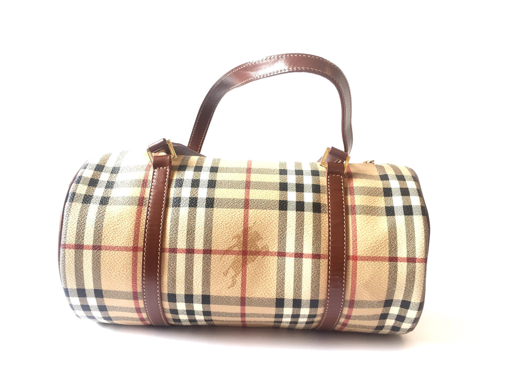 Burberry Haymarket Check Barrel Bag | Gently Used | - Secret Stash