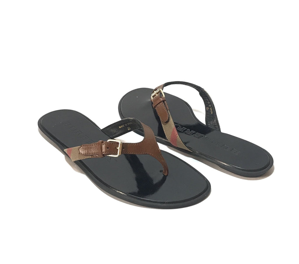 Burberry Maisie Check Thong Sandals | Gently Used | - Secret Stash