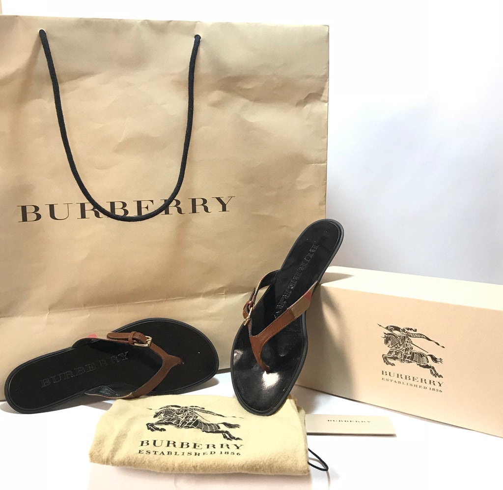 Burberry Maisie Check Thong Sandals | Gently Used | - Secret Stash