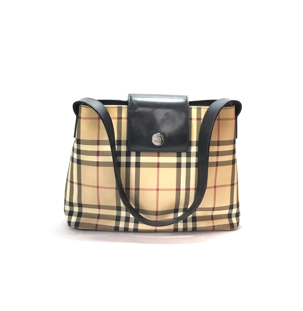 Burberry Classic Check with Leather Trim Shoulder Bag | Gently Used | - Secret Stash