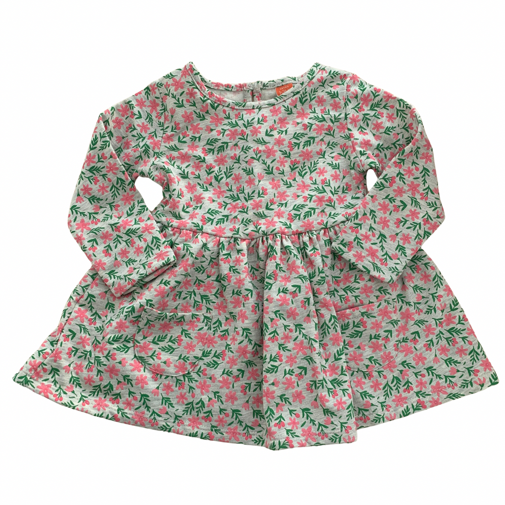 Koton Grey & Pink Floral Printed Dress (9 - 12 months) | Brand New |