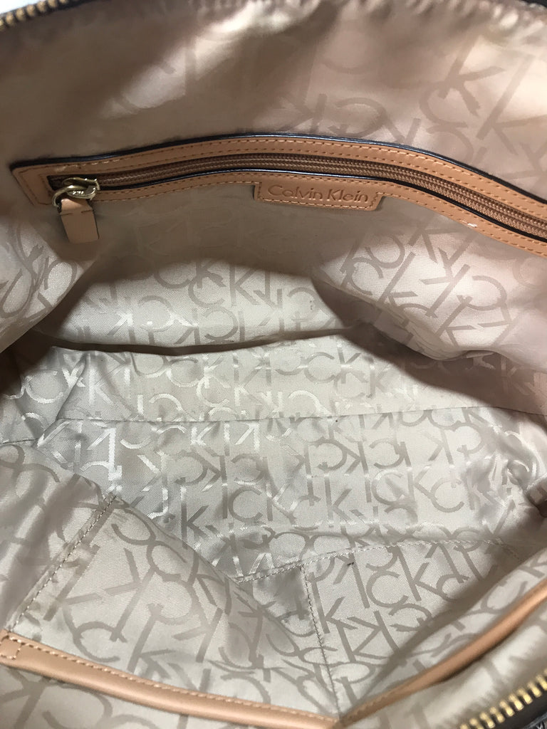 Calvin Klein Coated Canvas Monogram Brown Bag | Gently Used |