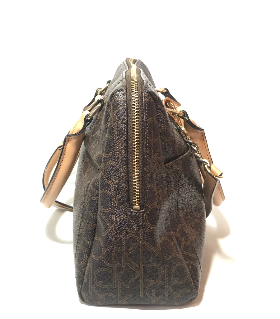 Calvin Klein Coated Canvas Monogram Brown Bag | Gently Used |