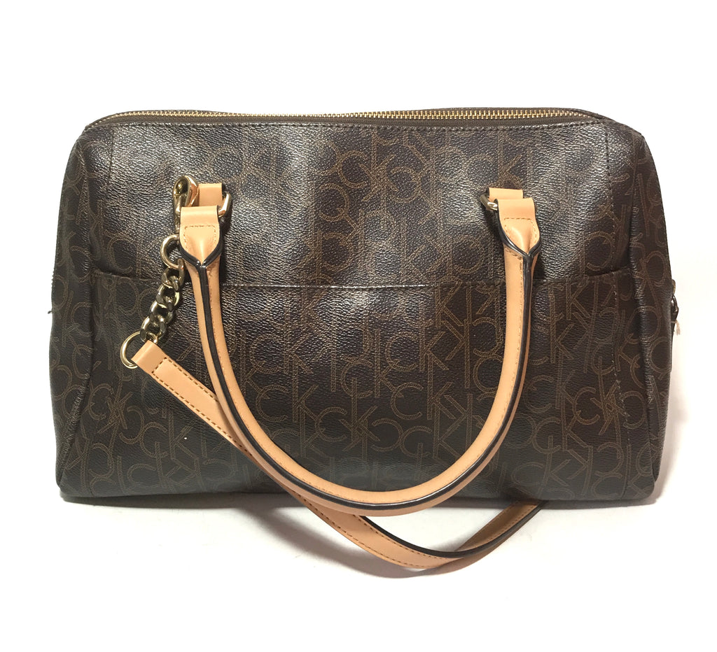 Calvin Klein Coated Canvas Monogram Brown Bag | Gently Used |