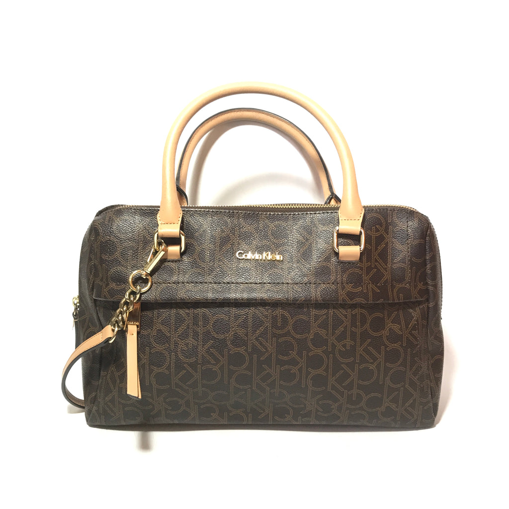 Calvin Klein Coated Canvas Monogram Brown Bag | Gently Used |