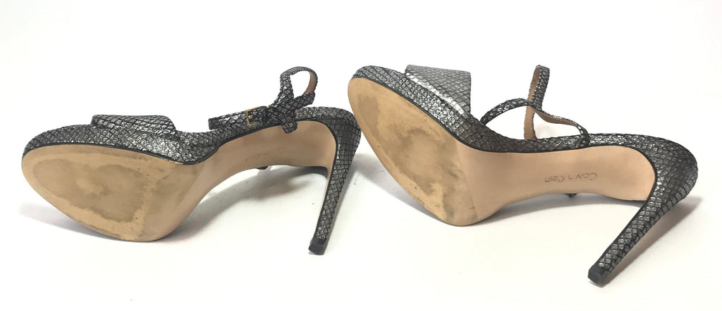 Calvin Klein Metallic Grey Snakeskin Heels | Like New |