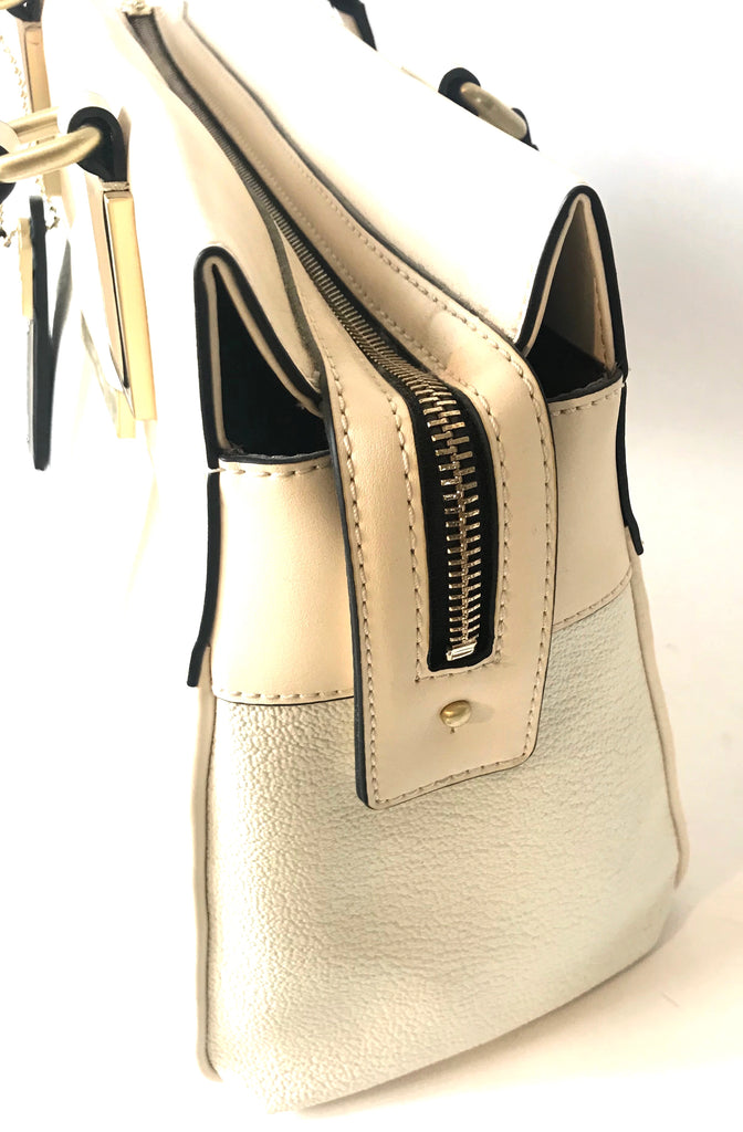 Calvin Klein Beige & White Leather Shoulder Bag | Brand New | - Secret Stash