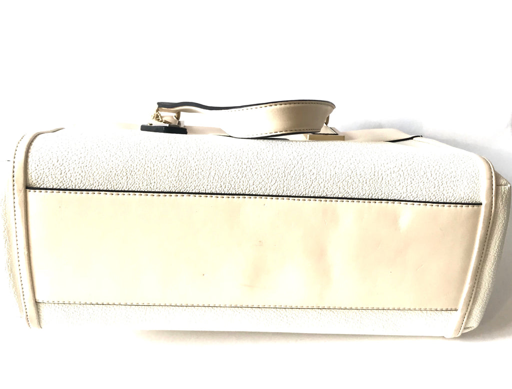 Calvin Klein Beige & White Leather Shoulder Bag | Brand New | - Secret Stash