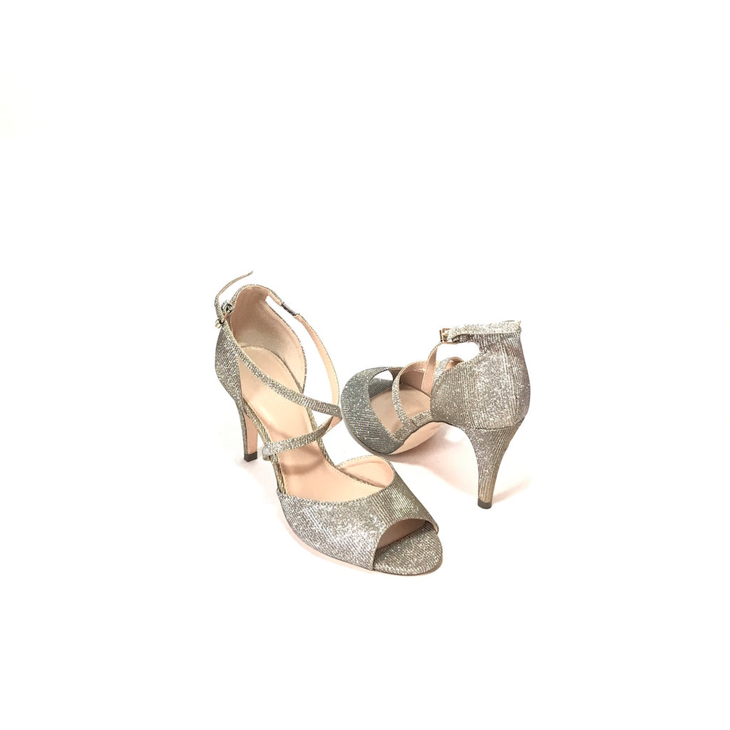 Carvela by Kurt Geiger Silver Glitter Peep-Toe Heels | Gently Used |