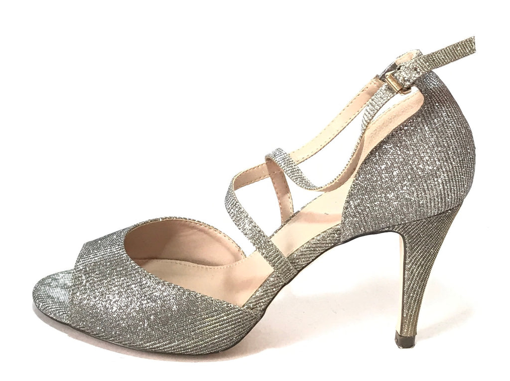 Carvela by Kurt Geiger Silver Glitter Peep-Toe Heels | Gently Used |