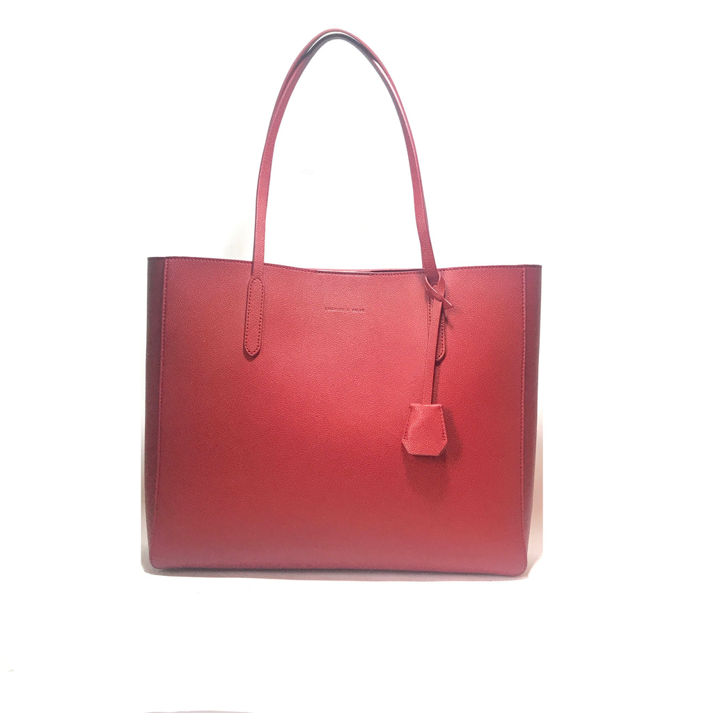 Charles & Keith Maroon Leather Shopping Tote | Like New |
