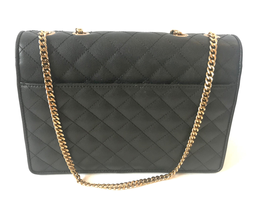 Charles & Keith Black Quilted Leather Flap Bag | Gently Used | - Secret Stash