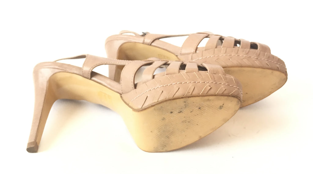 Charles & Keith Nude Beige Multi Strap Peep-toe Platform Heels | Gently Used | - Secret Stash