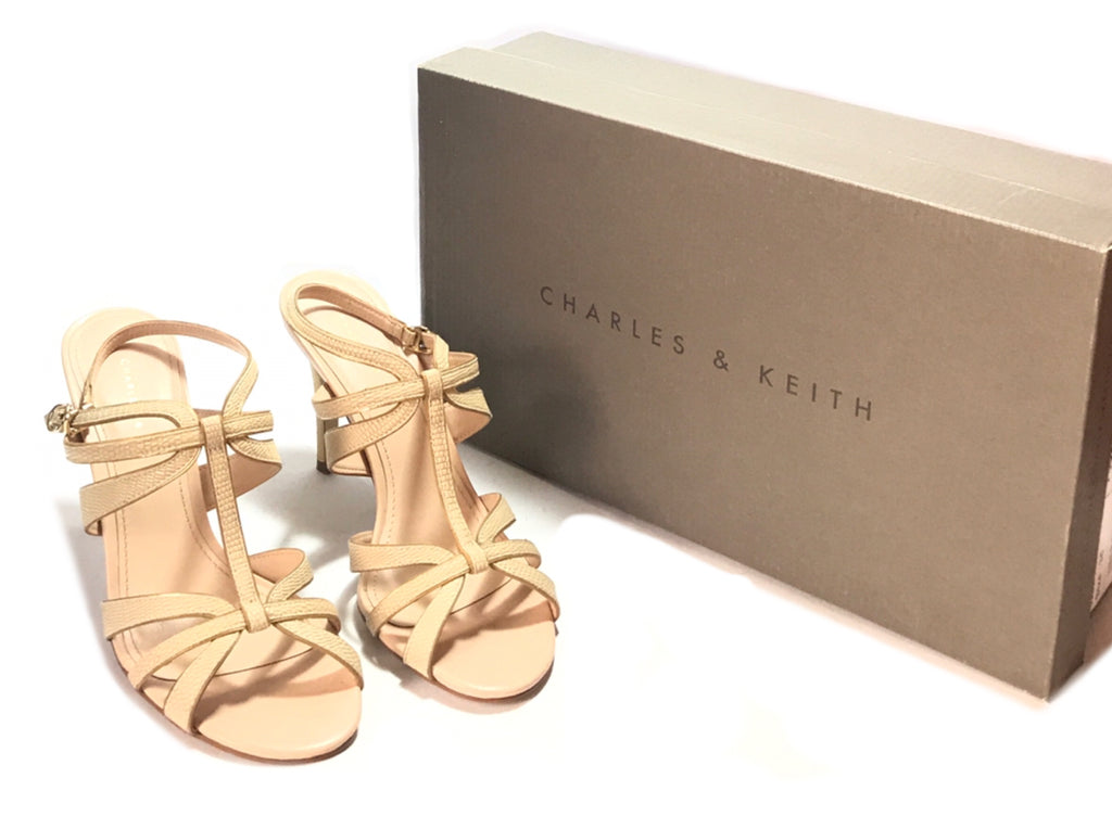 Charles & Keith Beige Multi Strap Heels | Like New | - Secret Stash