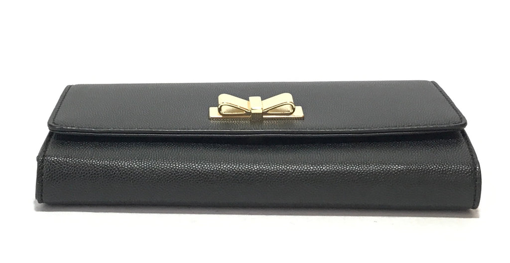 Charles & Keith Black Leather & Gold Bow Wallet | Gently Used |