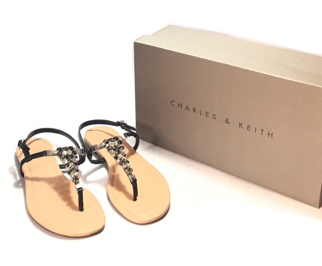 Charles & Keith Black Rhinestone Flats | Like New | - Secret Stash