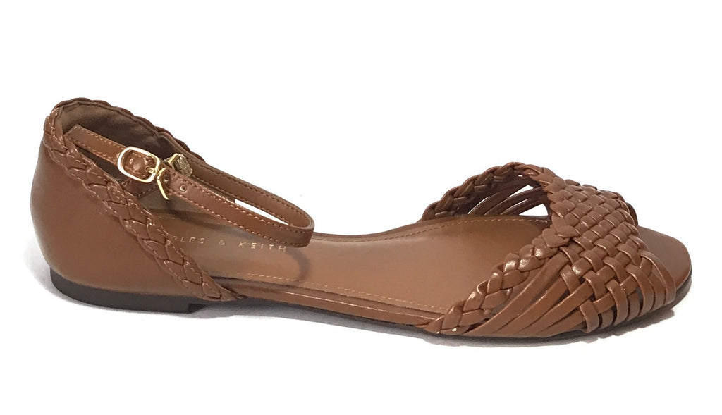 Charles & Keith Brown Woven Flat Sandals | Like New | - Secret Stash