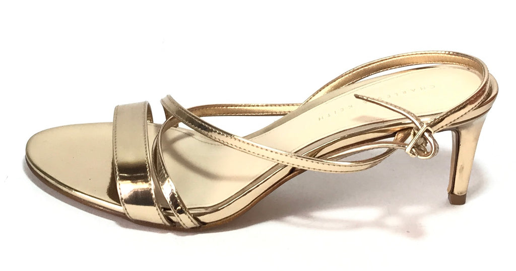 Charles & Keith Criss Cross Strap Gold Heels | Gently Used | - Secret Stash