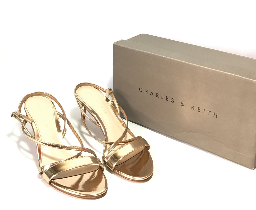 Charles & Keith Criss Cross Strap Gold Heels | Gently Used | - Secret Stash